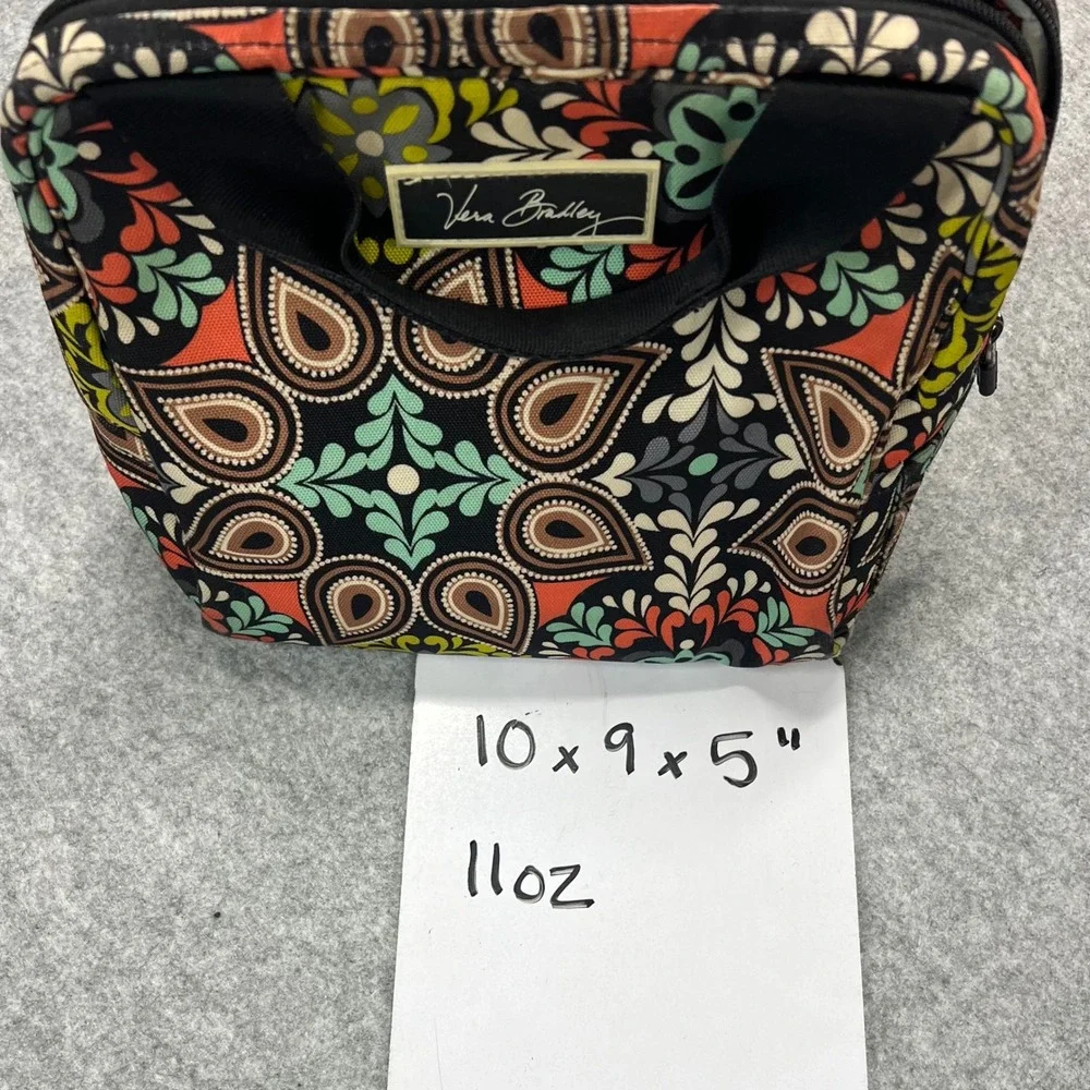 Vera Bradley Provencal Insulated Lunch‎ Bag Paisley Floral Tote Black Orange
